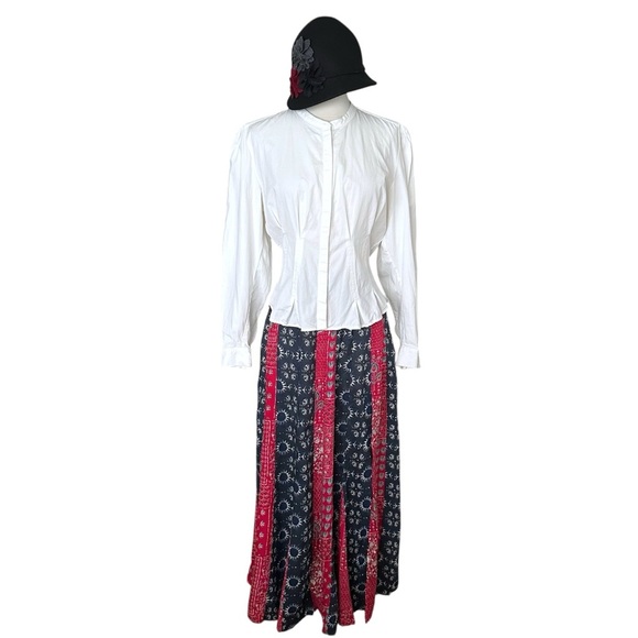 NATURAL LIFE Navy Red Mixed Print Maxi Skirt Bandana Country Coastal Boho Size S - Picture 7 of 14
